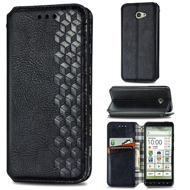 Ultra Slim Fashion Business Card Magnetic Automatic Suction Leather Flip Cover for Kyocera BASIO4 KYV47 - Black