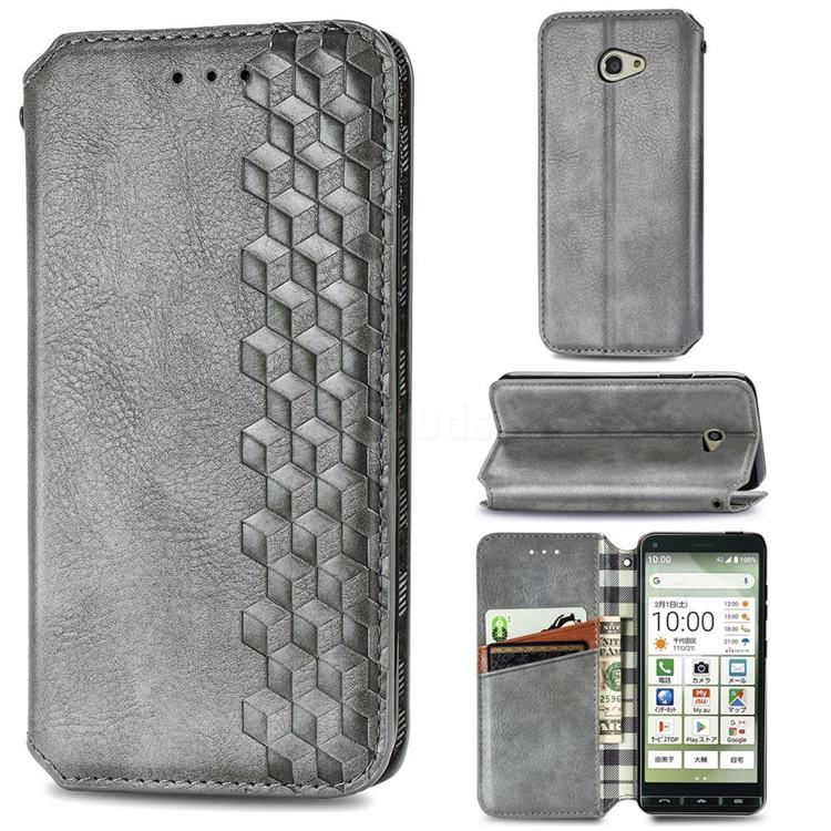 Ultra Slim Fashion Business Card Magnetic Automatic Suction Leather Flip Cover for Kyocera BASIO4 KYV47 - Grey