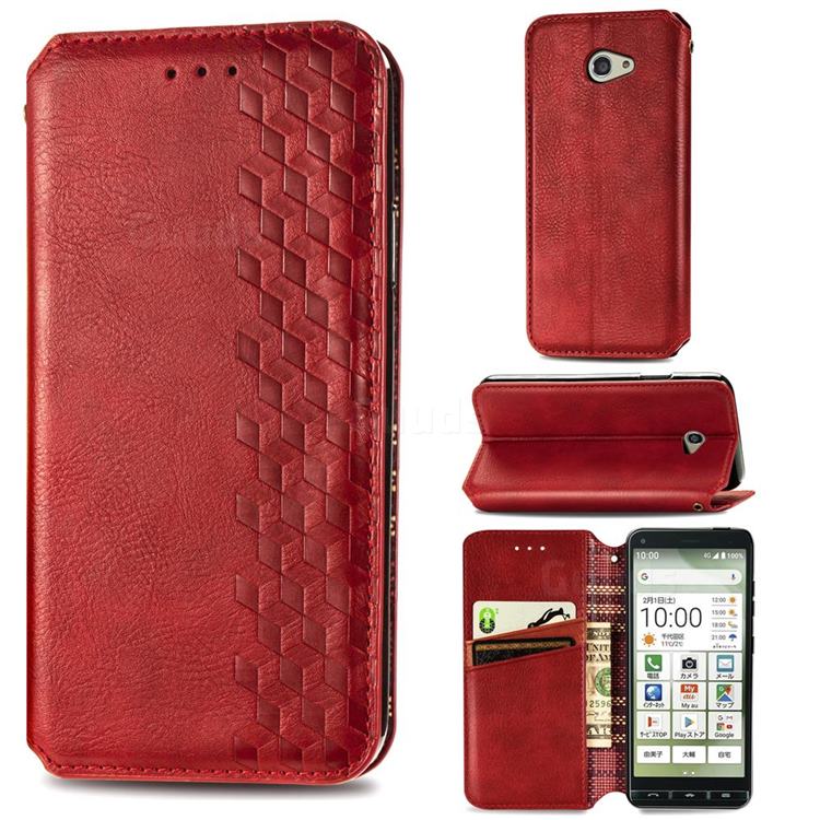 Ultra Slim Fashion Business Card Magnetic Automatic Suction Leather Flip Cover for Kyocera BASIO4 KYV47 - Red