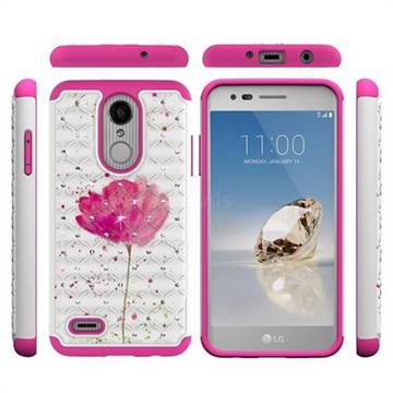 Watercolor Studded Rhinestone Bling Diamond Shock Absorbing Hybrid Defender Rugged Phone Case Cover for LG Aristo 2
