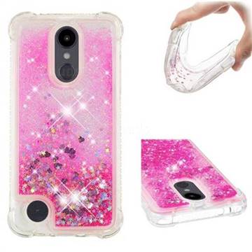 Dynamic Liquid Glitter Sand Quicksand TPU Case for LG Aristo 2 - Pink Love Heart