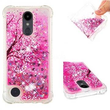 Pink Cherry Blossom Dynamic Liquid Glitter Sand Quicksand Star TPU Case for LG Aristo 2