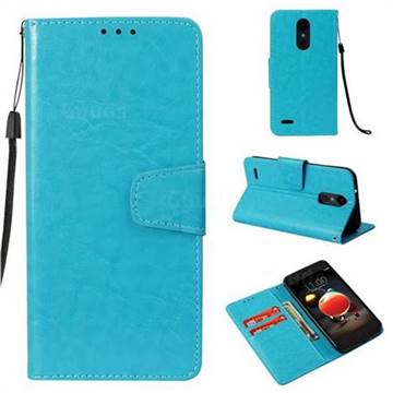 Retro Phantom Smooth PU Leather Wallet Holster Case for LG Aristo 2 - Sky Blue