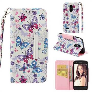 Colored Butterfly Big Metal Buckle PU Leather Wallet Phone Case for LG Aristo 2