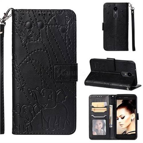 Embossing Fireworks Elephant Leather Wallet Case for LG Aristo 2 - Black