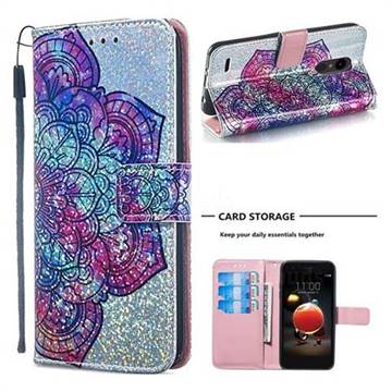 Glutinous Flower Sequins Painted Leather Wallet Case for LG Aristo 2
