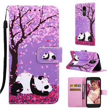 Cherry Blossom Panda Matte Leather Wallet Phone Case for LG Aristo 2