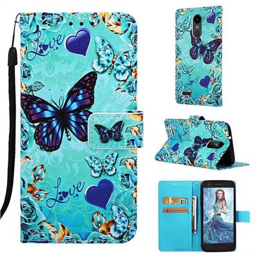Love Butterfly Matte Leather Wallet Phone Case for LG Aristo 2