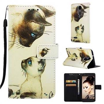 Cat Confrontation Matte Leather Wallet Phone Case for LG Aristo 2