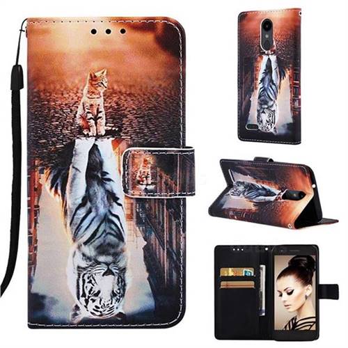 Cat and Tiger Matte Leather Wallet Phone Case for LG Aristo 2