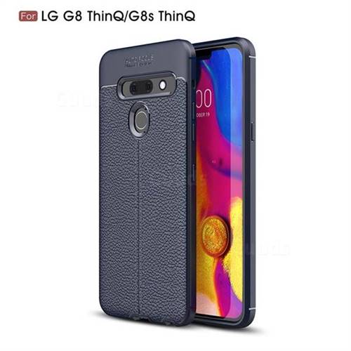 Luxury Auto Focus Litchi Texture Silicone TPU Back Cover for LG G8 ThinQ - Dark Blue