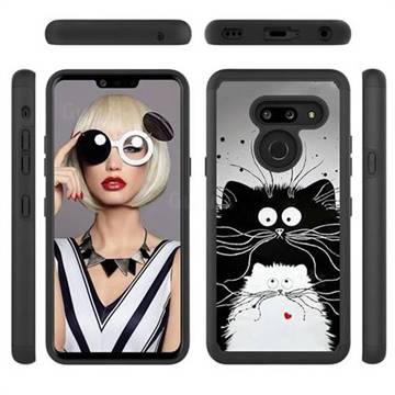 Black and White Cat Shock Absorbing Hybrid Defender Rugged Phone Case Cover for LG G8 ThinQ