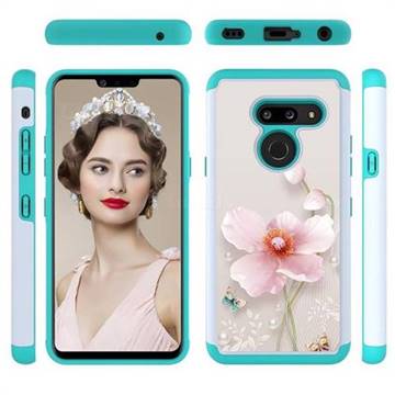 Pearl Flower Shock Absorbing Hybrid Defender Rugged Phone Case Cover for LG G8 ThinQ