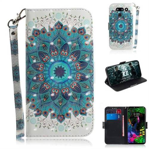 Peacock Mandala 3D Painted Leather Wallet Phone Case for LG G8 ThinQ (LG G8 ThinQ)
