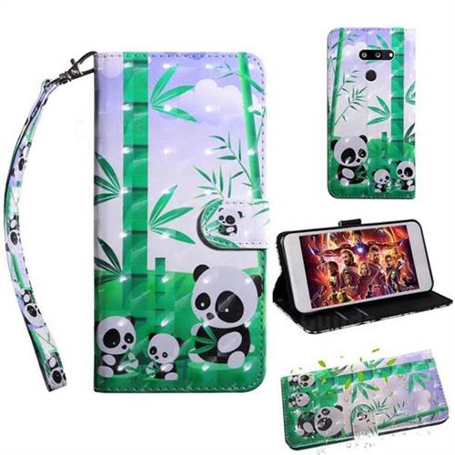 Eating Bamboo Pandas 3D Painted Leather Wallet Case for LG G8 ThinQ