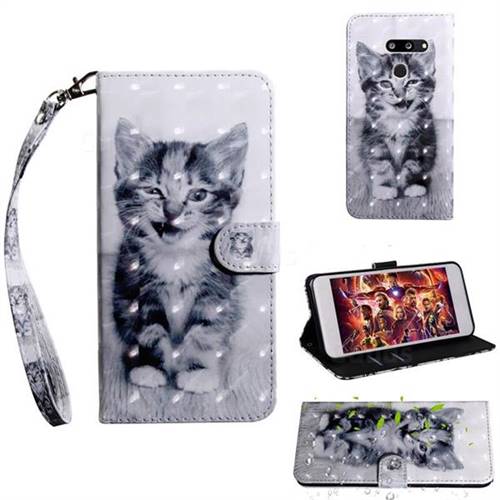 Smiley Cat 3D Painted Leather Wallet Case for LG G8 ThinQ