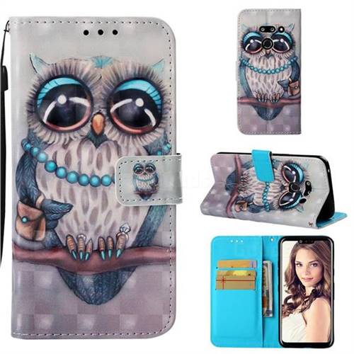 Sweet Gray Owl 3D Painted Leather Wallet Case for LG G8 ThinQ