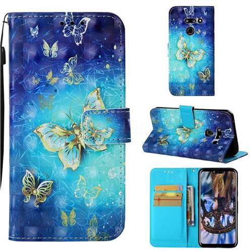 Gold Butterfly 3D Painted Leather Wallet Case for LG G8 ThinQ