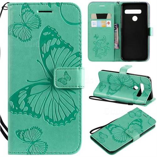 Embossing 3D Butterfly Leather Wallet Case for LG G8 ThinQ - Green