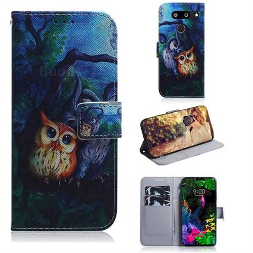 Oil Painting Owl PU Leather Wallet Case for LG G8 ThinQ