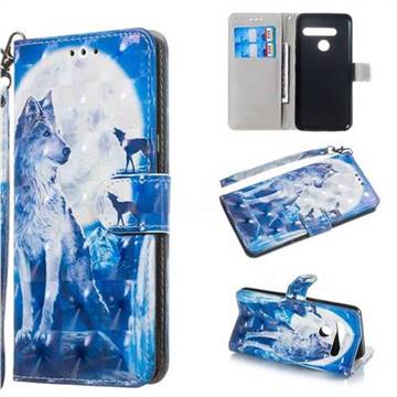 Ice Wolf 3D Painted Leather Wallet Phone Case for LG G8 ThinQ