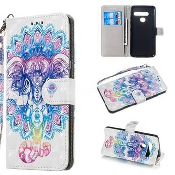 Colorful Elephant 3D Painted Leather Wallet Phone Case for LG G8 ThinQ