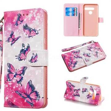 Pink Butterfly 3D Painted Leather Wallet Phone Case for LG G8 ThinQ