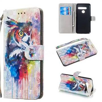 Watercolor Owl 3D Painted Leather Wallet Phone Case for LG G8 ThinQ