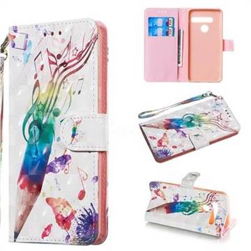 Music Pen 3D Painted Leather Wallet Phone Case for LG G8 ThinQ