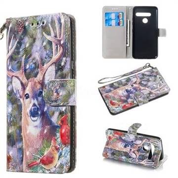 Elk Deer 3D Painted Leather Wallet Phone Case for LG G8 ThinQ