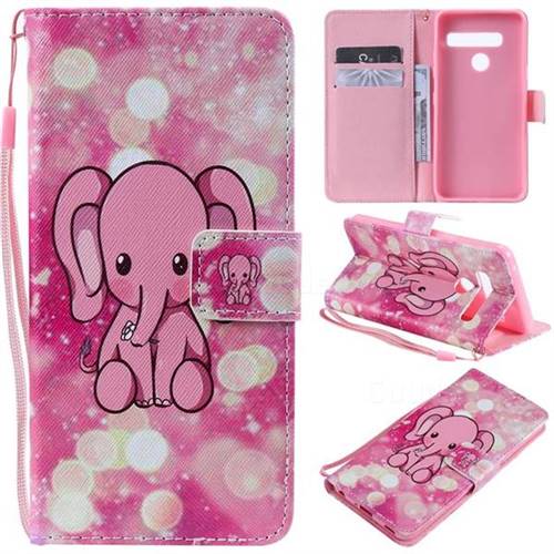 Pink Elephant PU Leather Wallet Case for LG G8 ThinQ