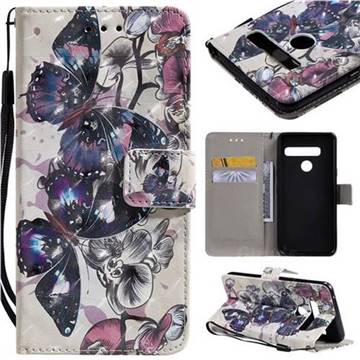 Black Butterfly 3D Painted Leather Wallet Case for LG G8 ThinQ