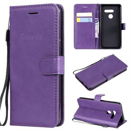 Retro Greek Classic Smooth PU Leather Wallet Phone Case for LG G8 ThinQ - Purple