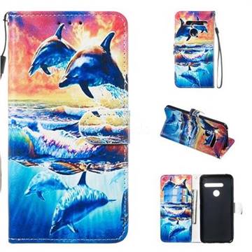 Couple Dolphin Smooth Leather Phone Wallet Case for LG G8 ThinQ
