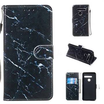 Black Marble Smooth Leather Phone Wallet Case for LG G8 ThinQ