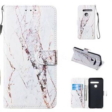 White Marble Smooth Leather Phone Wallet Case for LG G8 ThinQ