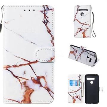 Platinum Marble Smooth Leather Phone Wallet Case for LG G8 ThinQ