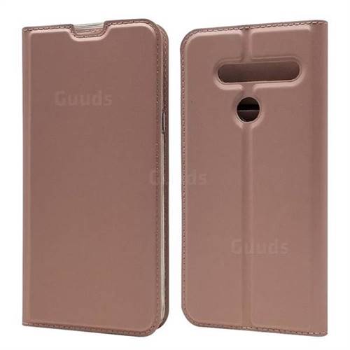 Ultra Slim Card Magnetic Automatic Suction Leather Wallet Case for LG G8 ThinQ - Rose Gold