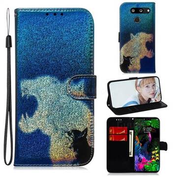 Cat and Leopard Laser Shining Leather Wallet Phone Case for LG G8 ThinQ