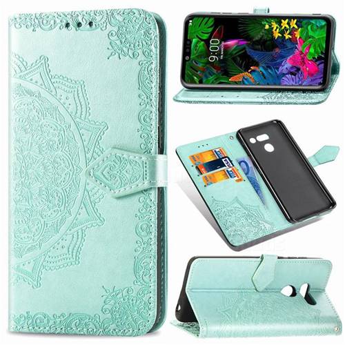 Embossing Imprint Mandala Flower Leather Wallet Case for LG G8 ThinQ - Green