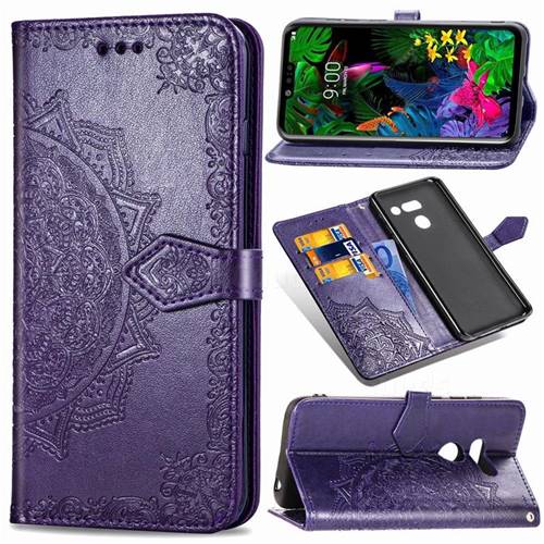 Embossing Imprint Mandala Flower Leather Wallet Case for LG G8 ThinQ - Purple