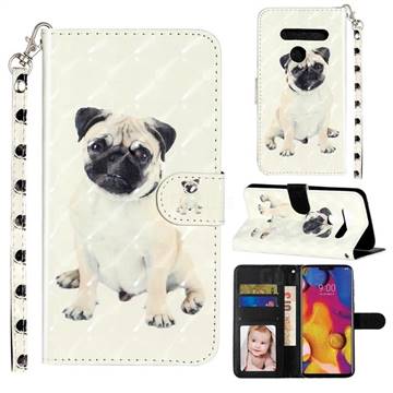 Pug Dog 3D Leather Phone Holster Wallet Case for LG G8 ThinQ