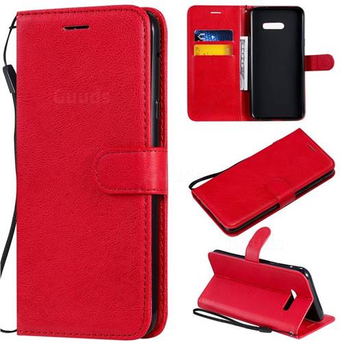 Retro Greek Classic Smooth PU Leather Wallet Phone Case for LG G8X ThinQ - Red
