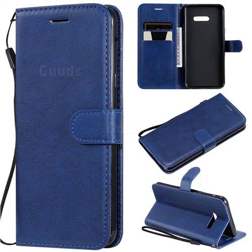 Retro Greek Classic Smooth PU Leather Wallet Phone Case for LG G8X ThinQ - Blue