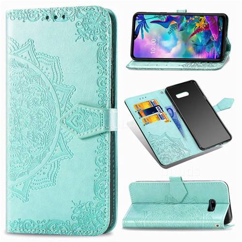 Embossing Imprint Mandala Flower Leather Wallet Case for LG G8X ThinQ - Green