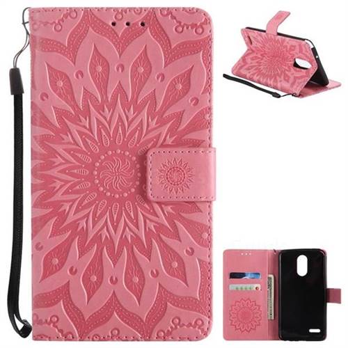 Embossing Sunflower Leather Wallet Case for LG Stylo 3 Plus / Stylus 3 Plus - Pink