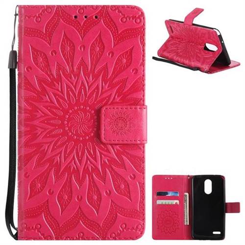 Embossing Sunflower Leather Wallet Case for LG Stylo 3 Plus / Stylus 3 Plus - Red