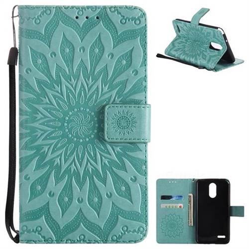 Embossing Sunflower Leather Wallet Case for LG Stylo 3 Plus / Stylus 3 Plus - Green