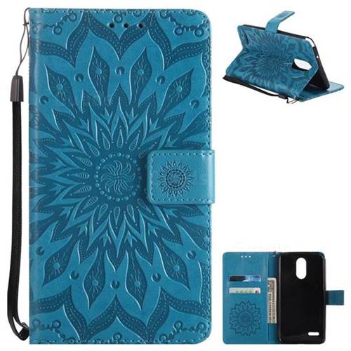 Embossing Sunflower Leather Wallet Case for LG Stylo 3 Plus / Stylus 3 Plus - Blue