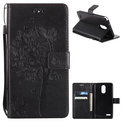 Embossing Butterfly Tree Leather Wallet Case for LG Stylo 3 Plus / Stylus 3 Plus - Black